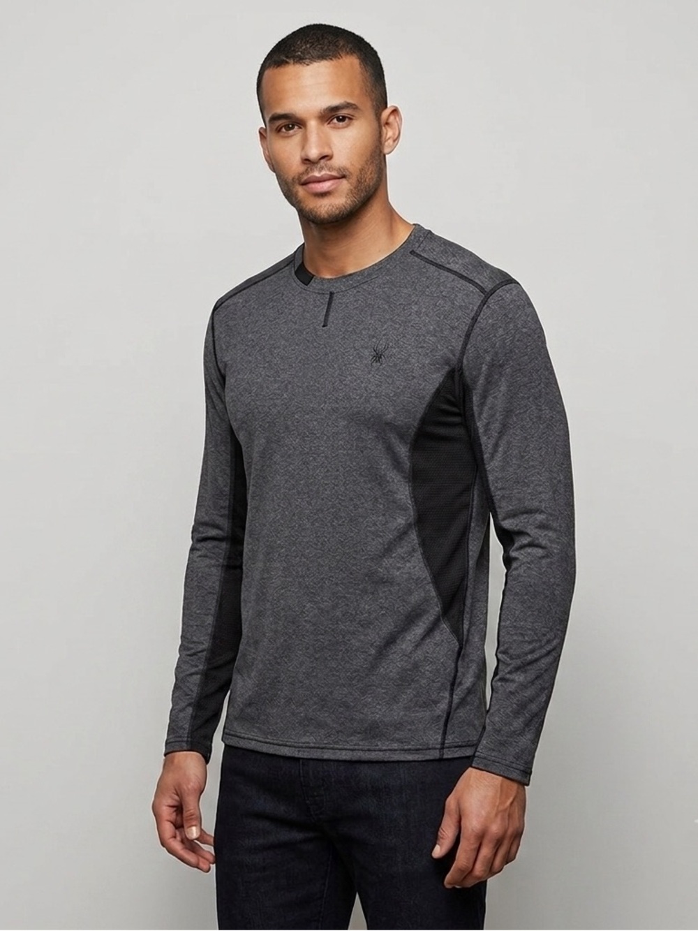Spyder ProWeb Charcoal Gray and Black Long Sleeve Tee, Size Medium pullover